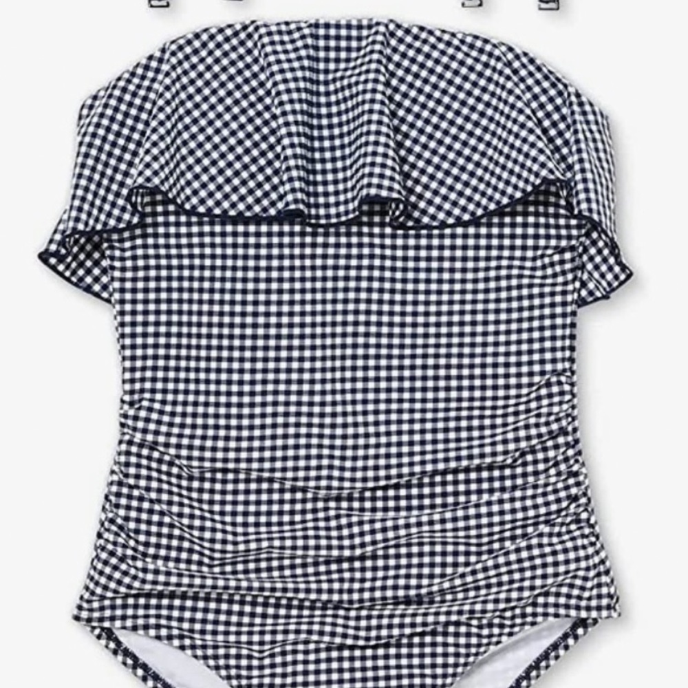 Kona Sol Navy Gingham One Piece Swimsuit Size S (4-6) Removable Straps NWT - Picture 9 of 10